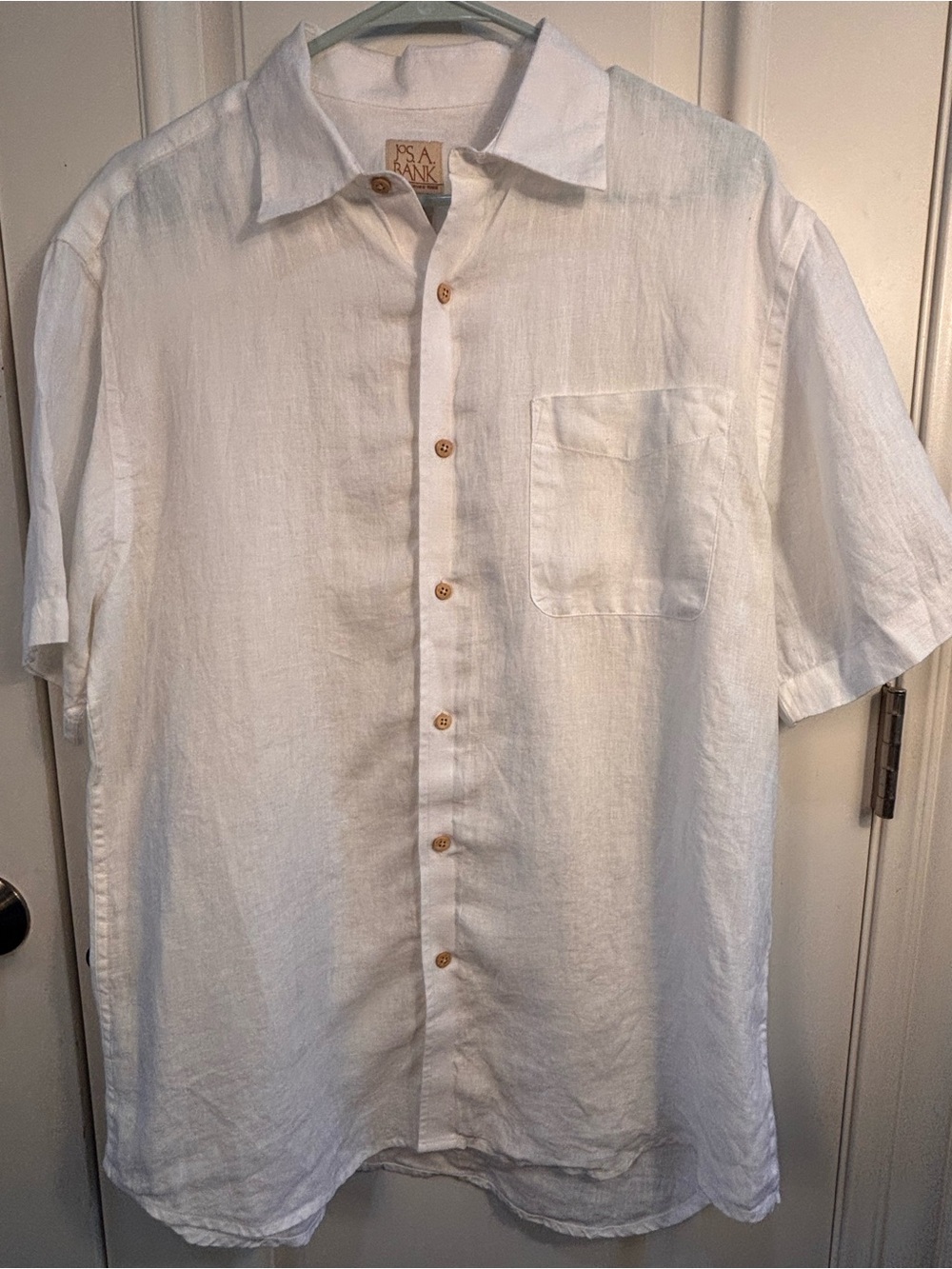 Jos. A. Bank Men's 100% Linen White Short Sleeve Button-Up Spread Collar M